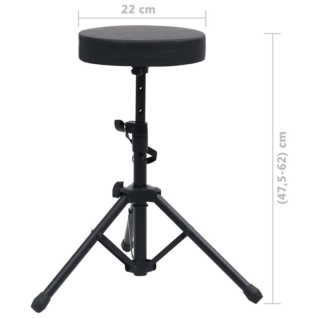 Sgabello per batteria, regolabile, rotondo, nero, acciaio