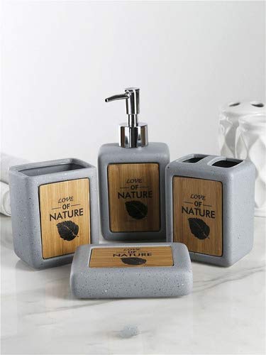 Kit Banheiro Lavabo Porta Escova Sabonete Liquído 4 Peças