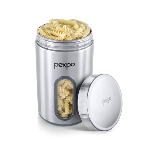 Image of Go24 pexpo Freshmate Stainless Steel Container 2000ml | Transparent Kitchen Storage Container | Airtight | Multipurpose | Jar for Dry Fruits, Dal, Snacks, Cookies, Tea, Coffee, Sugar - Matte Finish