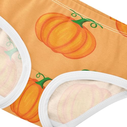Cotton Toddler Underwear Floral Orange Pumpkins Green Vines Girl Panties Cute Pattern Kids Briefs Undies 2t4
