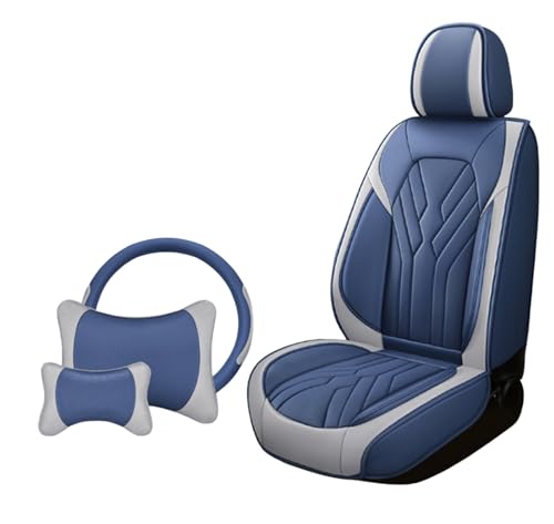 日産セレナ C27 C26 C25 H28.8~に適用車シートカバー座布団 防水 全天候型汚れ防止 取付簡単 滑り止め 収納便利クッションプロテクター前後席背もたれ耐摩耗性通気ナッパレザー素材(青)