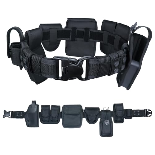 Duty Belt w/Utility Belts Law Enforcement Police Molded Pouches Kit ，Nylon Tactical Officer Security Guard Belt 4 pack Belts Keeper