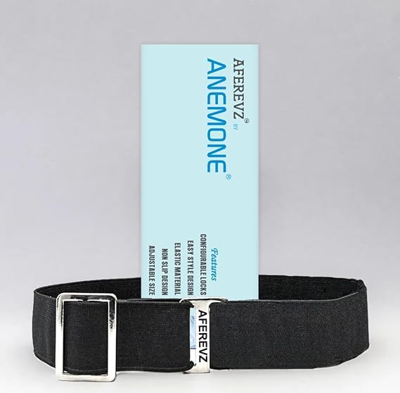 Image of ANEMONE Tucker Shirt Stays Belt, Adjustable Size, Non-Slip Texture, Aluminium Hook, Black, for Men and Women, Gives Professional Look