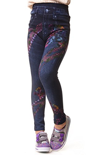 ICONOFLASH Girl’s Fleece Lined Faux Denim Leggings