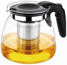 1 Litre Borosilicate Round Glass Teapot with Stainless Steel Infuser | Heat-Resistant Clear Glass Kettle for Tea & Coffee Brewing