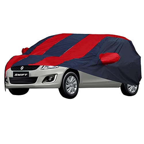 Image of Allextreme MSU5004 Car Body Cover Compatible with Maruti Suzuki Old Swift Custom Fit Dustproof UV Heat Resistant Indoor Outdoor Body Protection (Navy Blue & Red with Mirror)