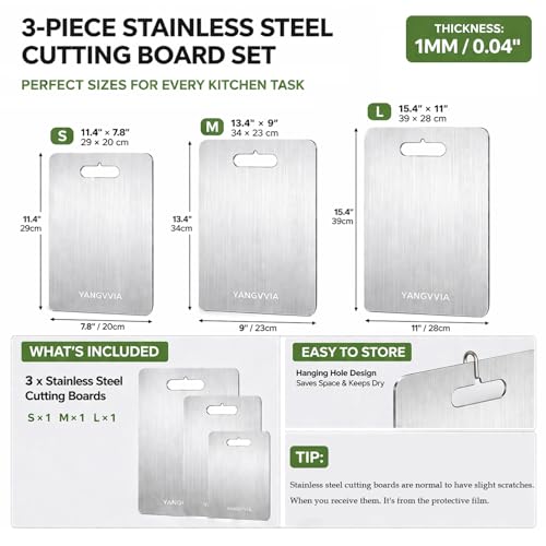 Set de 3 tablas de cortar acero inoxidable 316L miniatura 6