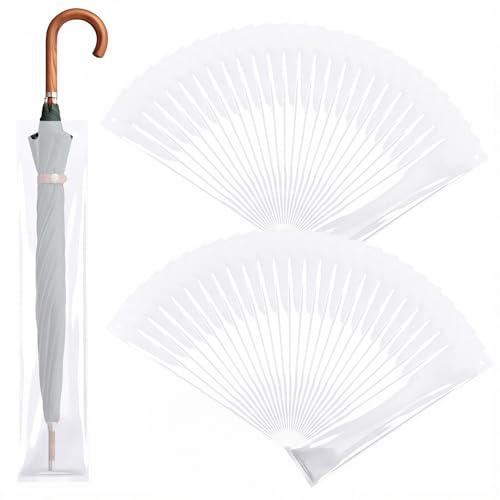 50PCS Clear Plastic Umbrellas Rain Bag, 27'' Umbrella Plastic Bags- Wet Umbrella Covers, Disposable Waterproof Umbrella Cover Replacement Refills, Clear Disposable Wet Umbrella Bags Replacement 