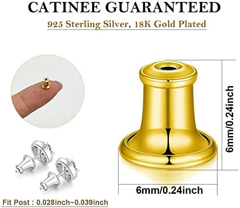 Catinee 925 Sterling Silver Earring Backs,14k Gold Plated Earring Backs for Heavy Earring,Earring Backs Replacements Can Be Locking Earring Backs for Studs