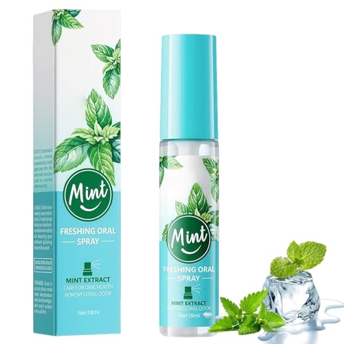 Spray Bucal de Menta 18ml,Spray Bucal Mal Aliento, Frescura Duradera, Con Extractos Naturales de Menta y Té Verde, Higiene Bucal, Portátil, Cuidado Bucal Diario