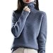 Produktbild LUCKLY Damen Kaschmir Pullover High Neck Reine Wolle Casual Knit Tops Herbst Winter Jacke Warm Pullover, Haze Blue,L
