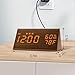 JALL Digital Alarm Clock, with Wooden Electronic LED Time Display, 3 Alarm Settings, Humidity & Temperature Detect, Wood Made Electric Clocks for Bedroom, Bedside (Brown)