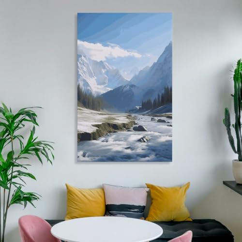Impression sur toile sommets enneigés pour illuminer une chambre sombre
