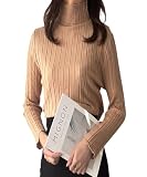 [Amulet] ハーフハイネックリブニット レディース トップス 無地 長袖 秋服 冬服 10代 20代 30代 韓国ファッション 韓国 オフィスカジュアル キレイめ 上品vl-5778-mc-f