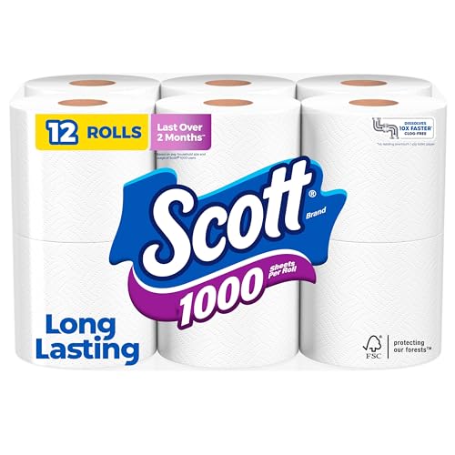 Scott 1000 Sheets Per Roll, 12 Toilet Paper Rolls, Bath Tissue - 2