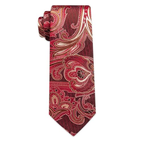 Image of YourTies Silk Paisley Floral Tie and Pocket Square Cufflinks with Lapel Pin Sets for Men 5PC Wedding Party