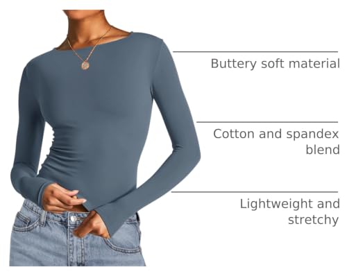 Image of AKEWEI Long Sleeve Crop Tops for Women 2 Pack Fall Going Out Outfits Cute Tight Basic Tees Shirt