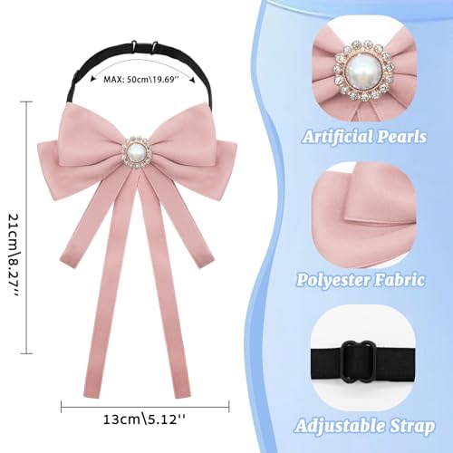 Image of LJBFNN Bow Ties for Women, Adjustable Pre Tied Bow Tie Solid Color Ribbon Bowtie for Girls Ladies Party Daily Cosplay School