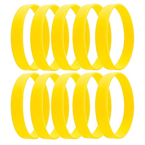 Xinqueen Yellow Sport Rubber Blank Wristbands Bracelets for Party Favors 10 Pcs