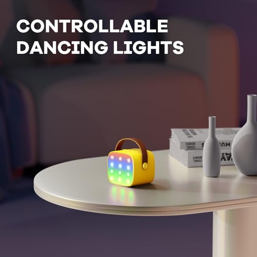 Image of YLL Mini Karaoke Machine for Kids Adults, Portable Bluetooth Speaker with 2 Wireless Microphones, Birthday Gifts Toys for Girls Boys Ages 3, 4, 5, 6, 7, 8, 9,10,11,12+ Years Old Toddler (Yellow)