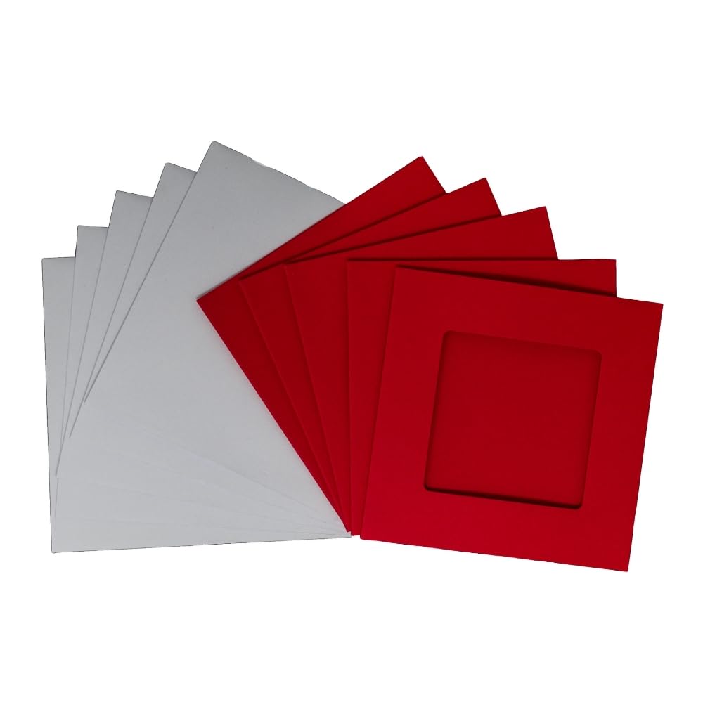 Square Aperture Square Cards - Christmas Red (Pack of 5), Square Red, 130mm x 130mm