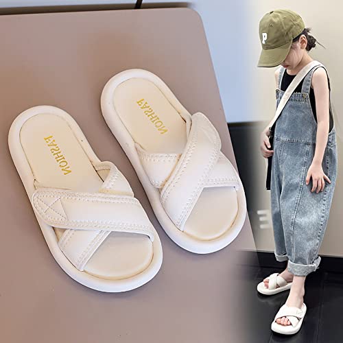 Girls Solid Color Sliders Open Toe Adjustable Flat Slippers Fashion Summer Slippers Non-Slip Slide Sandals Beach Shoes3