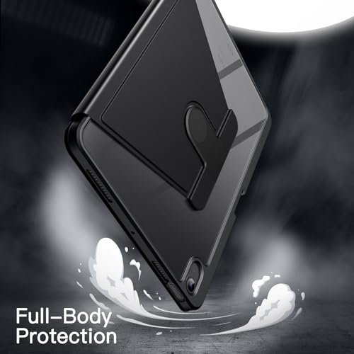 JETech 回転ケース iPad Air 11インチ M3/M2 (2025/2024)、iPad Air 5/4用 (2022/2020、第5/4世代、10.9インチ) Pencilホルダー付き 360°回転保護 スタンドカバー クリアバック 自動ウェイク/スリープ (ブラック)
