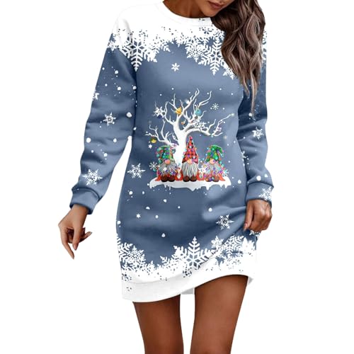 Generisch Weihnachtskleid Damen Weihnachten Kleider Elegant Minikleid Langarm Autumn Winter Pullover Kleid Weihnachtskostüm Knielang Weihnachtsfeier...