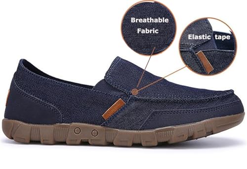WUIWUIYU Men's Outdoor Casual Slip-on Loafers Boat Deck Canvas Denim Driving Shoes4