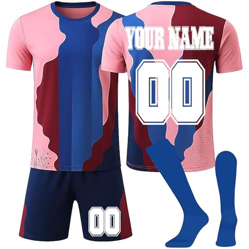 JAFCUE Personalized Set De Camisetas De Fútbol para Adultos, Incluyendo Camisetas De Fútbol, Pantalones Cortos, Calcetines Y Nombres Y Números De Equipos,Camisetas De Fútbol para Hombres/Mujeres(4)