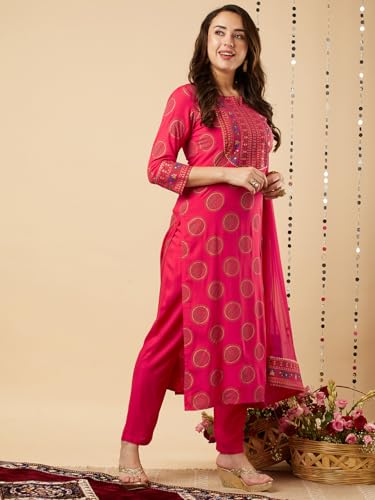 Image of ANNI Designer Women Kurta with Pant & Dupatta |Material: Cotton Blend