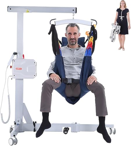 Sollevatore elettrico per pazienti, sollevatore idraulico pieghevole per uso domestico, ascensore portatile di trasferimento per pazienti/anziani/disabili tra letto, divano, sedia a rotelle, vasca da