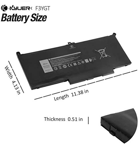 K KYUER 7.6V 60Wh F3YGT Batteria di Ricambio per