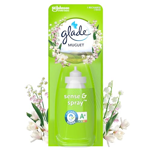 Glade Sense et Spray Recharge Diffuseur à Détection de Mouvement - Infusé Aux Huiles Essentielles - Jusqu'à 2 Mois de Parfum - Muguet - 1 Recharge