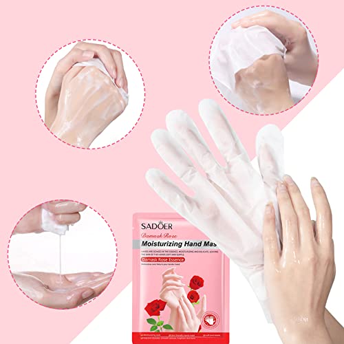 6 Pairs Moisturizing Hand Mask Gloves For Dry Hands,Hand Peel Mask Natural Collagen Spa Gloves Intensive Hand Repair Gloves For Repair Dry Cracked,Rough Damage Skin For Women & Men(Rose) #TOP5