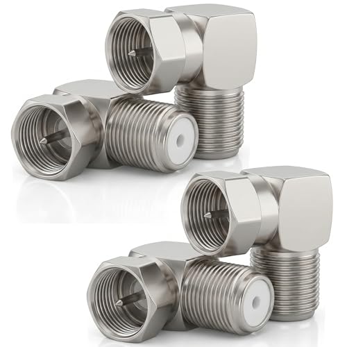 4 Adaptateur Satellite Coudé à 90°, Adaptateurs Coudé F Femelle à Mâle, Adaptateur Fiche coudée en F Câble coaxial