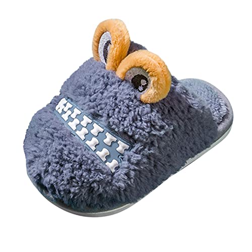 EnJoCho Girls Dress Shoes Autumn and Winter Cute Boys and Girls Slippers Flat Bottom Soft and (Blue, 4-4.5 Years Toddler)