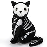 Hiboom Black Skeleton Cat Stuffed Animal 13 Inch Soft Plush Black Kitten Stuffed Animal Nightmare Catnap Plush for Birthday Christmas Party Favors(Stylish Style)