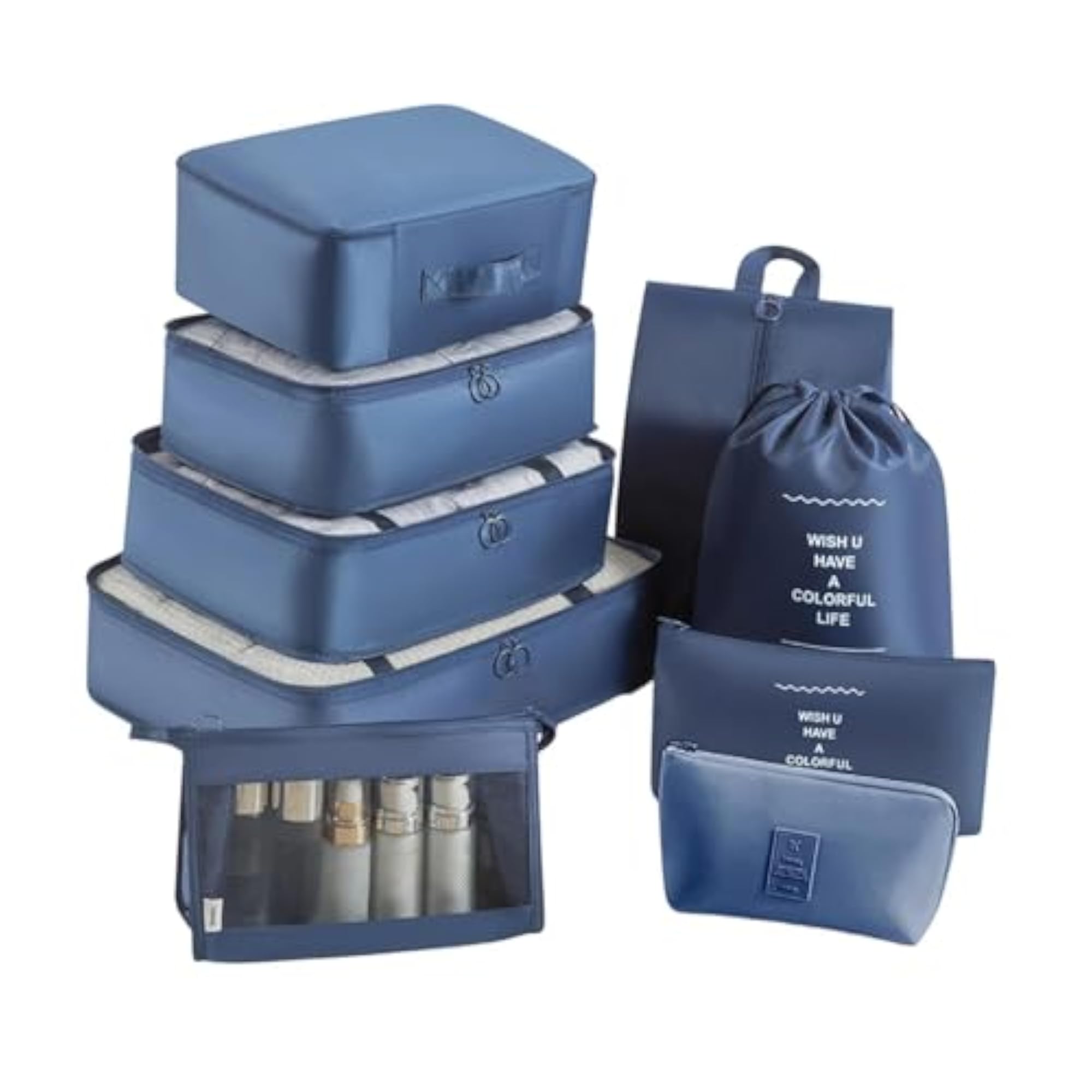 Packing Cubes for Suitcase, 9 Piece Set, Dark Blue