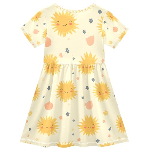 Summer Girl Dresses Cartoon Sun Toddler Short Sleeve A-line Dress Casual Sundress2