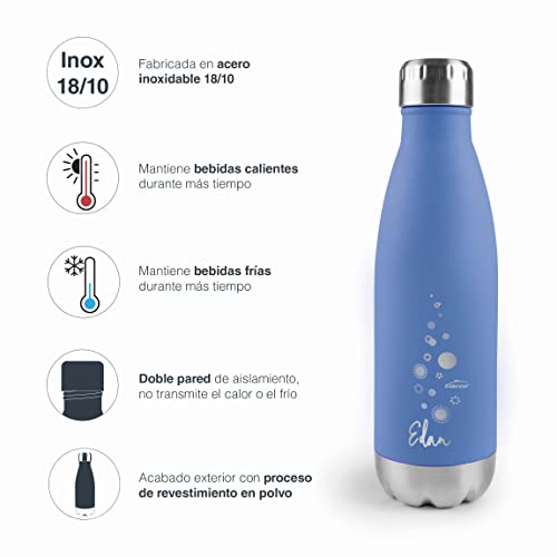 Lacor - 62586 Edelstahlflasche, Edan, Wasserflasche, doppelte Isolierwand, Schraubverschluss, BPA-frei, Fassungsvermögen: 0,75 l, Sky Blau