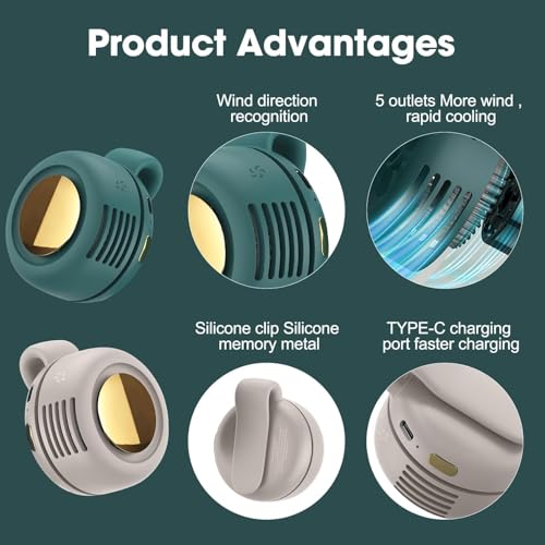 Mini ventilador portátil sin aspas con 3 velocidades regulables para cuello y cintura 5