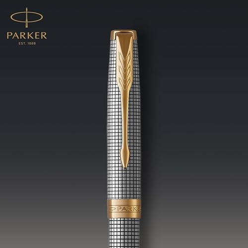 Image of Parker Sonnet Ballpoint Pen Chiselled Silver with Gold Trim Medium Point Black Ink (1931492)