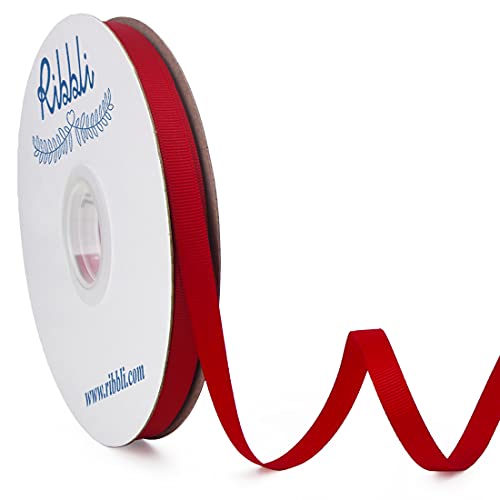 Ribbli Red Grosgrain Ribbon 3/8 inches x Continuous 50 Yards Use for Bows DIY Hair Accessories Gift Wrapping Craft and Sewing