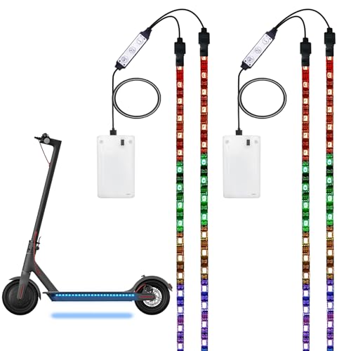 FOVNOT LED Lights for Scooter - 4 Pcs Electric Strip Light Battery Operated, Colorful, Can Be Cropped, Chassis Decorative Lamp for Night Riding