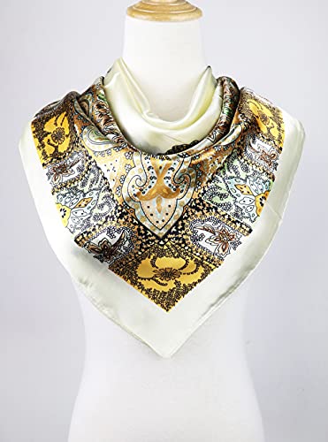 Image of Women's 35 inch Satin Square Silk Like Hair Scarves and Wraps Headscarf for Sleeping | Silk Feel Neckerchief, Hair Scarf, Fashion Bandana, Headscarf, Headband, Hair Wrap Sleeping, Daily Fashion Styling