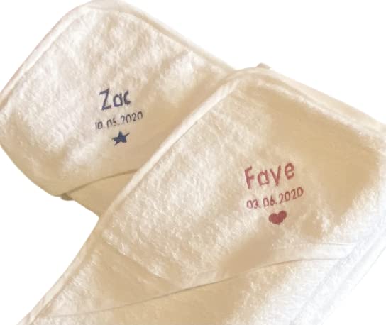 Personalised baby embroidered hooded towel, Personalised new baby gift 100% cotton, luxury hooded towel (Pink embroidery)
