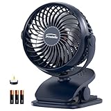AA Battery Operated Clip-On Fan with Aroma, 4 Speeds, 5-inch Small Personal Fans for Baby Stroller, USB Powered, Quiet, 360° Rotation for Desk/Dorm/Camp/Golf Cart, Portable Home/Office/Bed Use