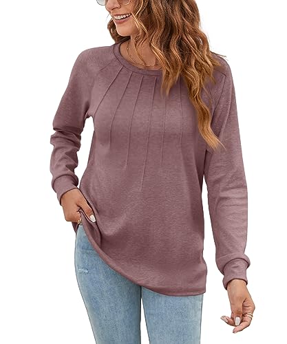 Women Long Sleeve Shirts Casual Tops Dressy Blouses Fashion Pleated Tunic2