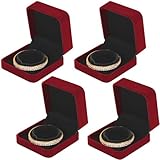 LETURE 4 Pieces Classic Velvet Bracelet Bangle Pendant Necklace Gift Box, Travel Jewelry Box Display Storage Case for Gift, Wedding, Engagement, Proposal, Birthday (4PCS Bracelet-RED)